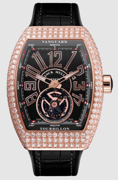 Best FRANCK MULLER Vanguard Tourbillon V 45 T D (NR) Rose Gold With diamond Replica Watch